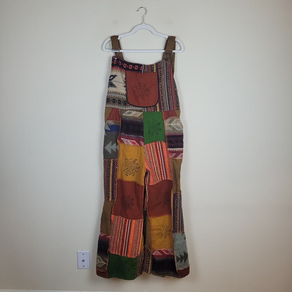 Karma Nepal Craft Overalls Small Multicolor Patchwork‎ Boho Hippie Ethnic Folk